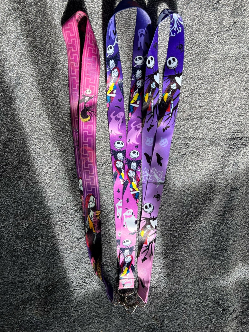 Nightmare Before Christmas Jack Skellington & Sally Purple Detachable Lanyard